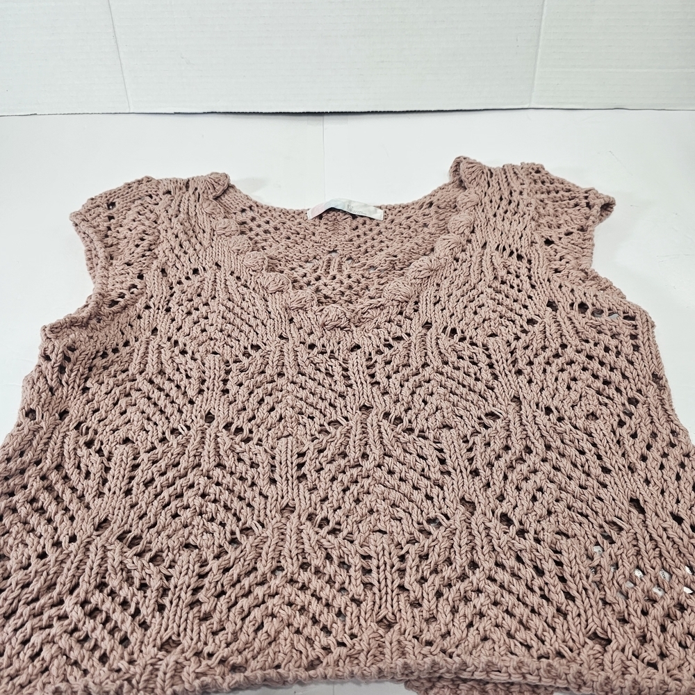 Free People Pink Crochet Blouse Sz L - Picture 7 of 9
